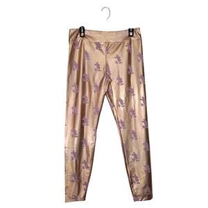 Disney Parks Mickey Mouse Leggings Rose Gold Metallic Womens Size Large NWT